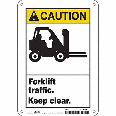 CONDOR 476N82 Safety Sign 10 inx7 in Aluminum
