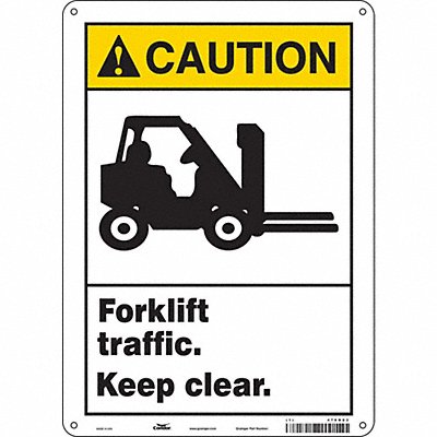 CONDOR 476N83 Safety Sign 14 inx10 in Aluminum