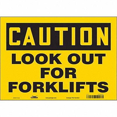 CONDOR 476P09 Safety Sign 10 in x 14 in Vinyl