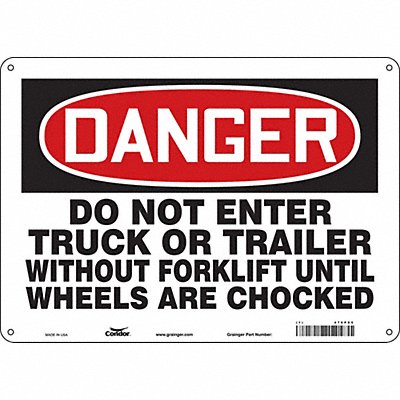 CONDOR 476P85 Safety Sign 10 inx14 in Polyethylene