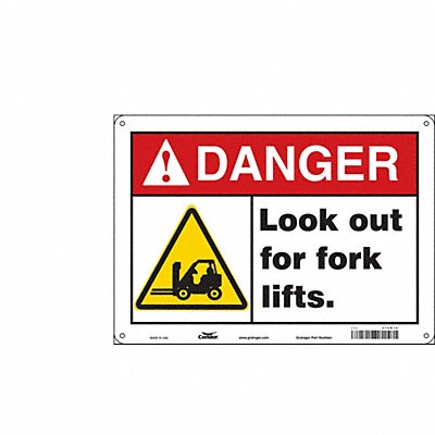 CONDOR 476R10 Safety Sign 10 in x 14 in Polyethylene