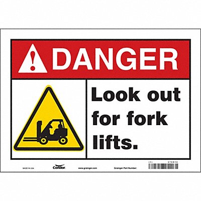 CONDOR 476R12 Safety Sign 10 in x 14 in Vinyl