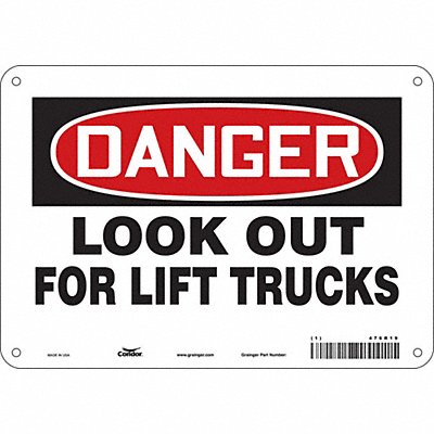 CONDOR 476R19 Safety Sign 7 in x 10 in Aluminum