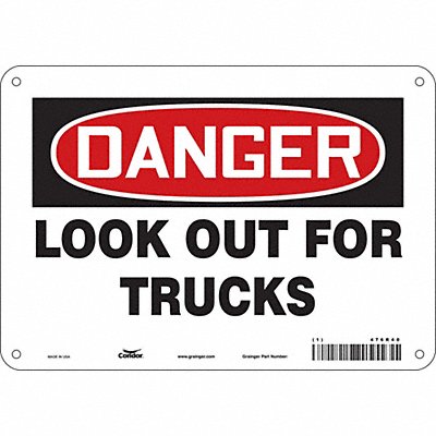 CONDOR 476R40 Safety Sign 7 in x 10 in Aluminum