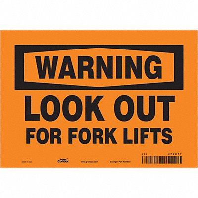 CONDOR 476R77 Safety Sign 7 in x 10 in Vinyl