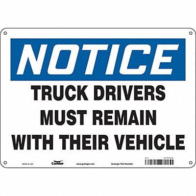 CONDOR 477F23 Safety Sign 10 inx14 in Aluminum