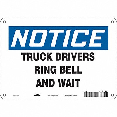 CONDOR 477F29 Safety Sign 7 in x 10 in Aluminum