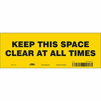CONDOR 477J52 Safety Sign 3 1/2 in x 10 in Vinyl
