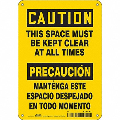 CONDOR 477K37 Safety Sign 10 in x 7 in Polyethylene