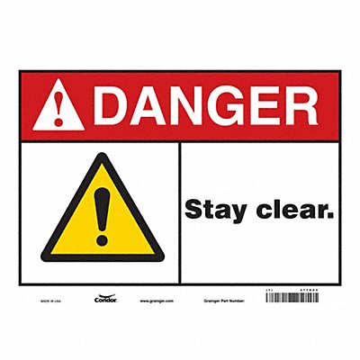 CONDOR 477K53 Safety Sign 10 in x 14 in Vinyl