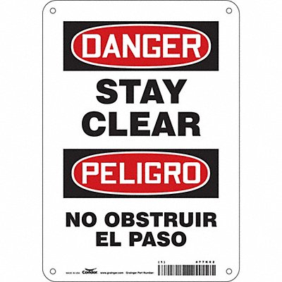 CONDOR 477K62 Safety Sign 10 in x 7 in Polyethylene