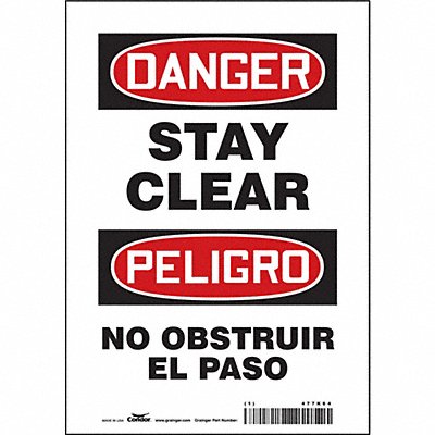 CONDOR 477K64 Safety Sign 10 in x 7 in Vinyl