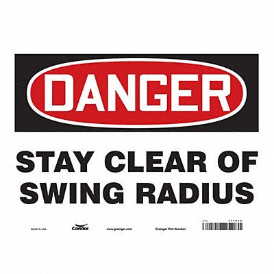 CONDOR 477K72 Safety Sign 10 in x 14 in Vinyl