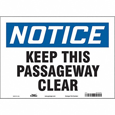 CONDOR 477L21 Safety Sign 10 in x 14 in Vinyl