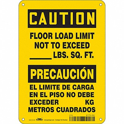 CONDOR 477L36 Safety Sign 10 inx7 in Aluminum