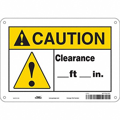 CONDOR 477L51 Safety Sign 7 in x 10 in Polyethylene
