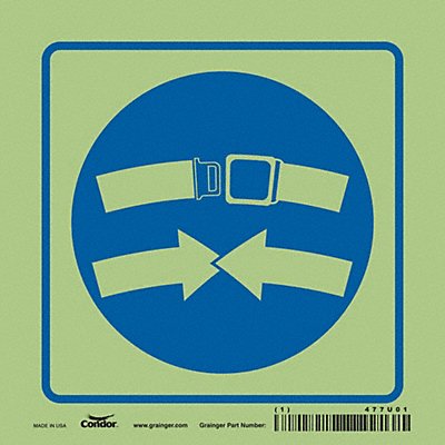 CONDOR 477U01 Safety Sign 14 inx10 in Glow Vinyl
