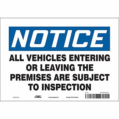 CONDOR 477V14 Safety Sign 7 in x 10 in Vinyl