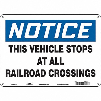 CONDOR 477V19 Safety Sign 10 inx14 in Polyethylene