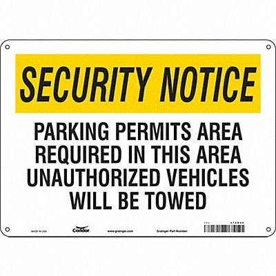 CONDOR 478D49 Safety Sign 10 inx14 in Aluminum