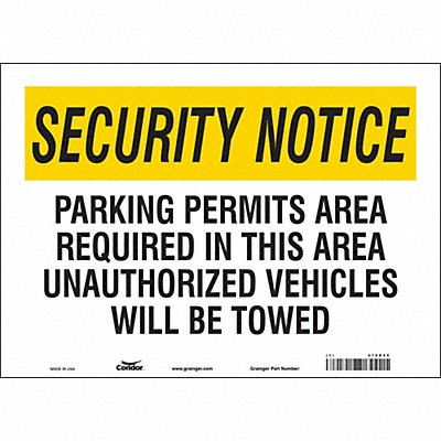 CONDOR 478D55 Safety Sign 10 inx14 in Vinyl