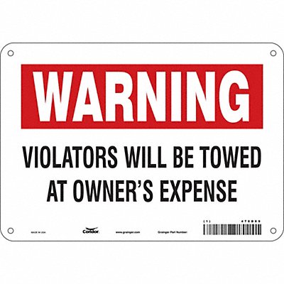 CONDOR 478D89 Vehicles Will Be Towed Sign 7 x 10