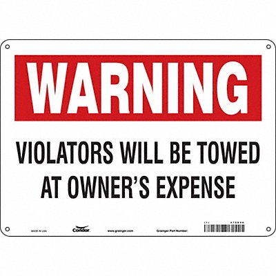 CONDOR 478D90 Vehicles Will Be Towed Sign 10 x 14