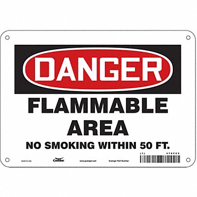 CONDOR 478F65 Danger Sign 7 in x 10 in Aluminum