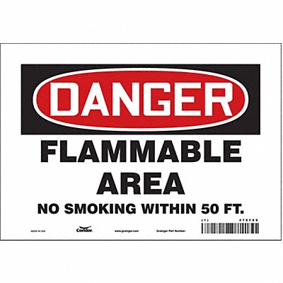 CONDOR 478F69 Safety Sign 7 in x 10 in Vinyl