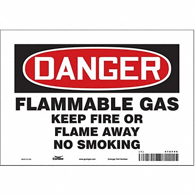 CONDOR 478F99 Safety Sign 7 in x 10 in Vinyl