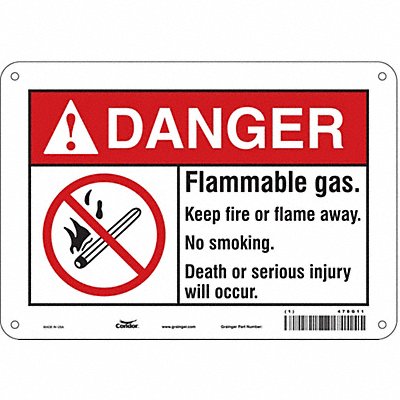 CONDOR 478G11 Safety Sign 7 in x 10 in Polyethylene