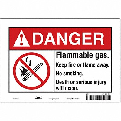 CONDOR 478G13 Safety Sign 7 in x 10 in Vinyl