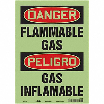 CONDOR 478G18 Safety Sign 14 in x 10 in Glow Vinyl