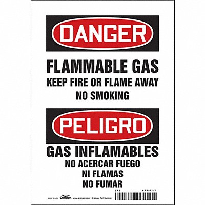 CONDOR 478G37 Safety Sign 10 in x 7 in Vinyl
