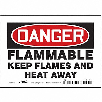 CONDOR 478G50 Safety Sign 5 in x 7 in Vinyl