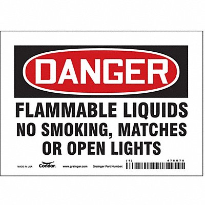 CONDOR 478G78 Safety Sign 5 in x 7 in Vinyl