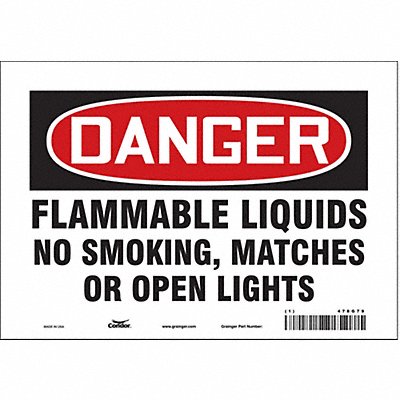 CONDOR 478G79 Safety Sign 7 in x 10 in Vinyl