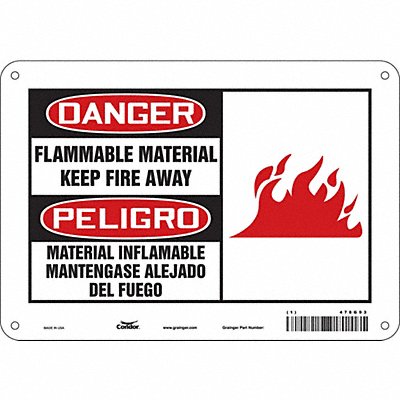 CONDOR 478G93 Safety Sign 7 in x 10 in Aluminum