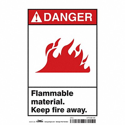 CONDOR 478H36 Safety Sign 10 inx7 in Vinyl