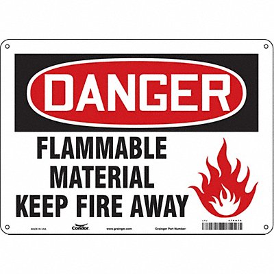 CONDOR 478H74 Safety Sign 10 in x 14 in Polyethylene