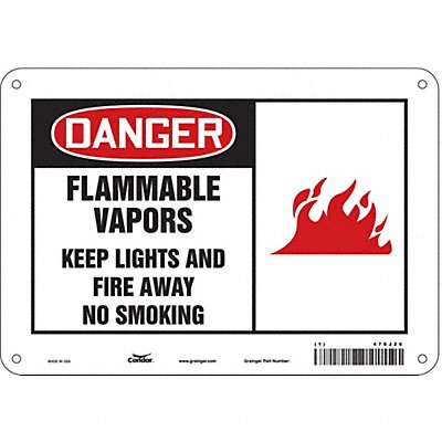 CONDOR 478J26 Safety Sign 7 in x 10 in Polyethylene