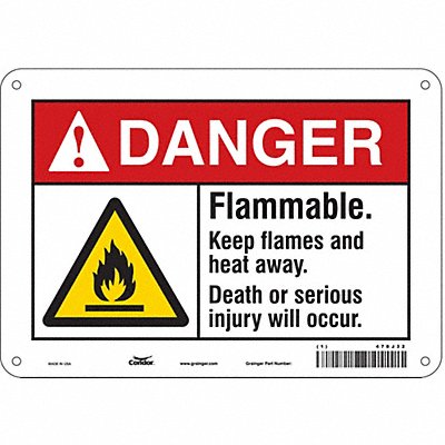CONDOR 478J32 Safety Sign 7 in x 10 in Polyethylene