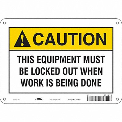 CONDOR 478L18 Safety Sign 7 in x 10 in Aluminum
