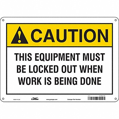 CONDOR 478L19 Safety Sign 10 inx14 in Aluminum