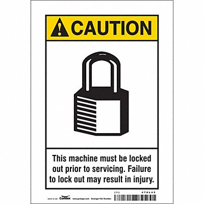 CONDOR 478L45 Safety Sign 10 in x 7 in Vinyl