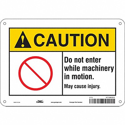 CONDOR 478M28 Safety Sign 7 in x 10 in Aluminum