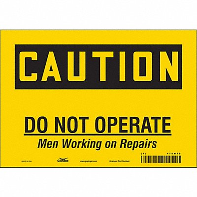 CONDOR 478M50 Safety Sign 7 in x 10 in Vinyl