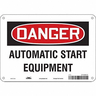 CONDOR 478M93 Safety Sign 7 in x 10 in Polyethylene