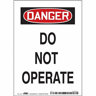 CONDOR 478N14 Safety Sign 5 in x 7 in Magnetic Vinyl