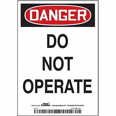 CONDOR 478N15 Safety Sign 5in x 3.5in Vinyl